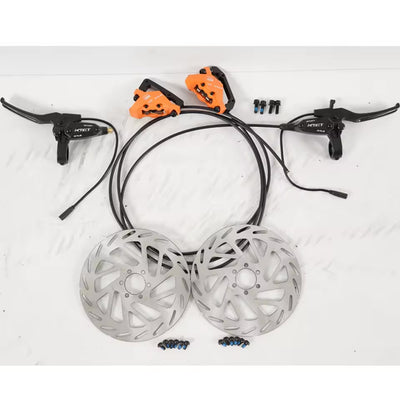 KTET-Hydraulic Disc Brake Kit for Electric Bicycle, Dual Piston, Electric Cut-Off Brake Level, Dual Disc Oil Brake