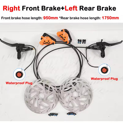 KTET-Hydraulic Disc Brake Kit for Electric Bicycle, Dual Piston, Electric Cut-Off Brake Level, Dual Disc Oil Brake