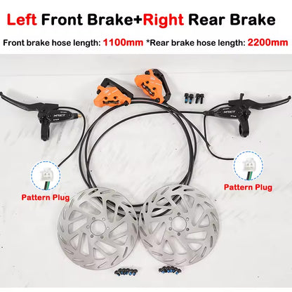 KTET-Hydraulic Disc Brake Kit for Electric Bicycle, Dual Piston, Electric Cut-Off Brake Level, Dual Disc Oil Brake